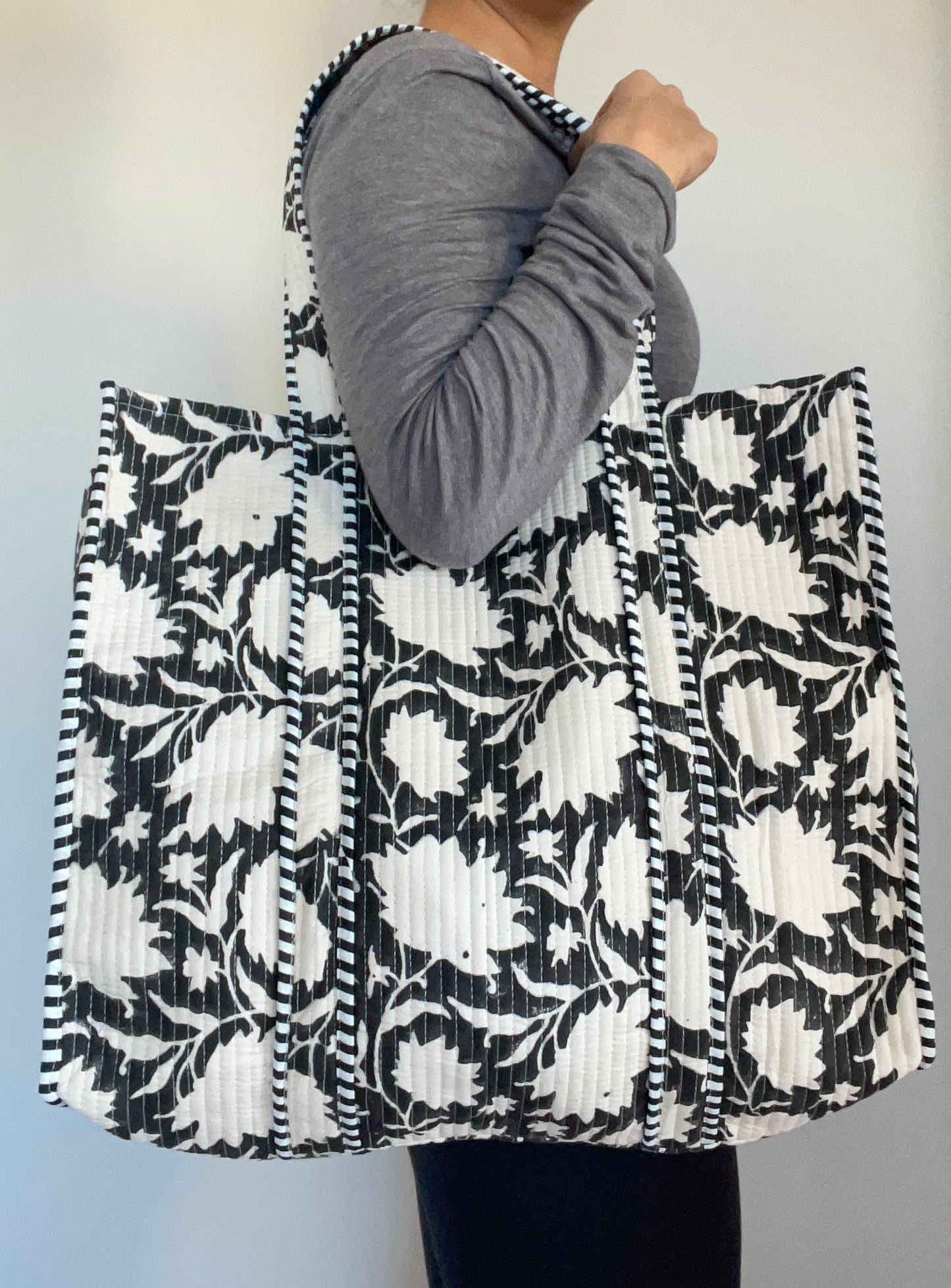 Black Quilted Tote Bag