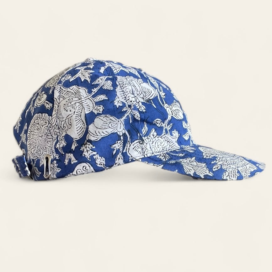 Printed Hat- Blue Blossom