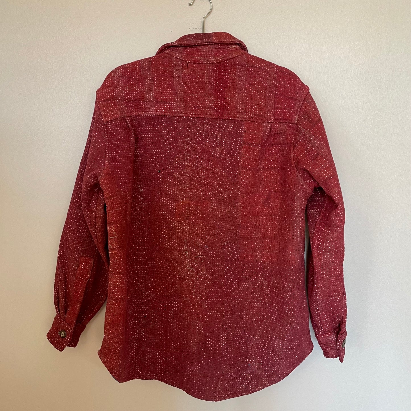 Reversible Vintage Kantha Jacket- Small/Medium (Red/Blue)