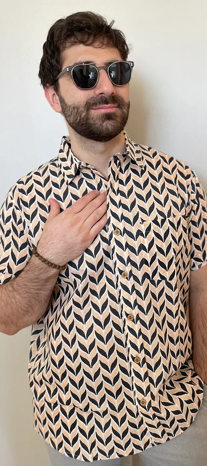 Short Sleeve Printed Button Down - Mandawa