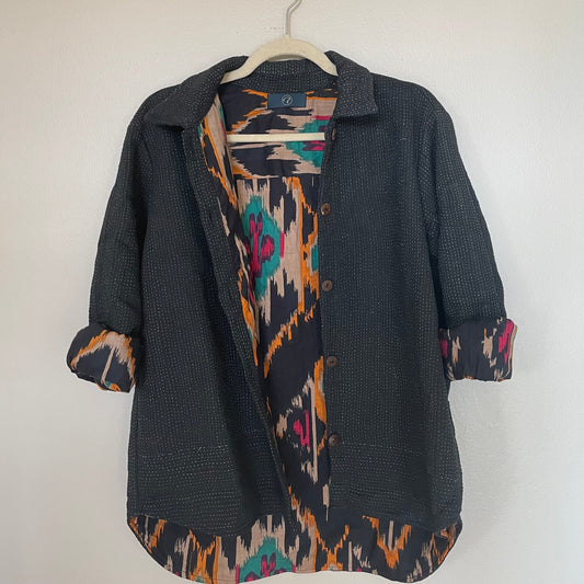 Reversible Vintage Kantha and Ikat Jacket- Small/Medium (Style 4)