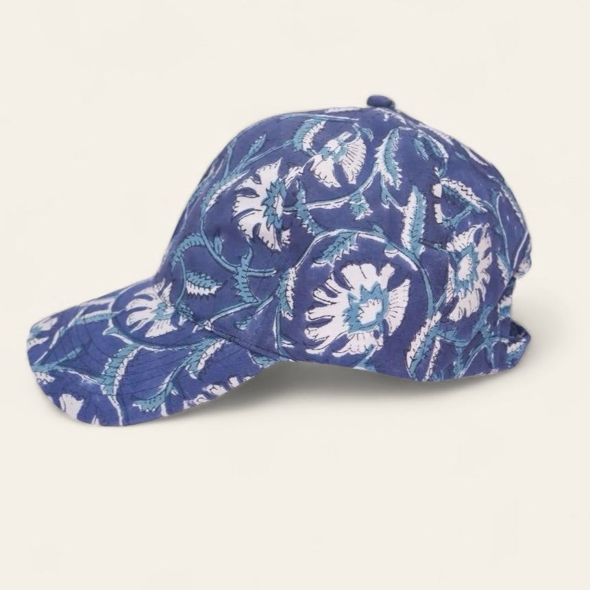 Printed Hat- Blue Bloom