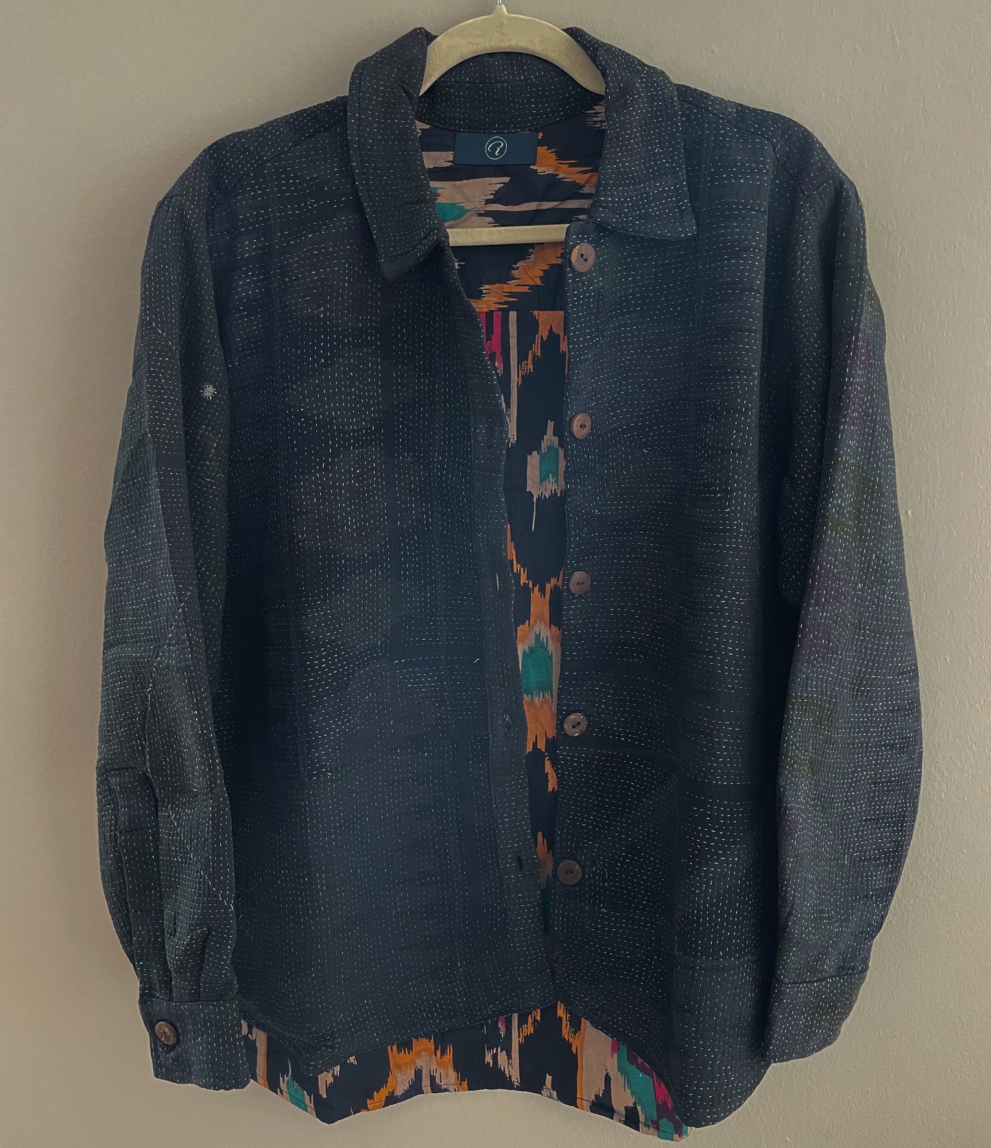 Reversible Vintage Kantha and Ikat Jacket- Small/Medium (Style 5)