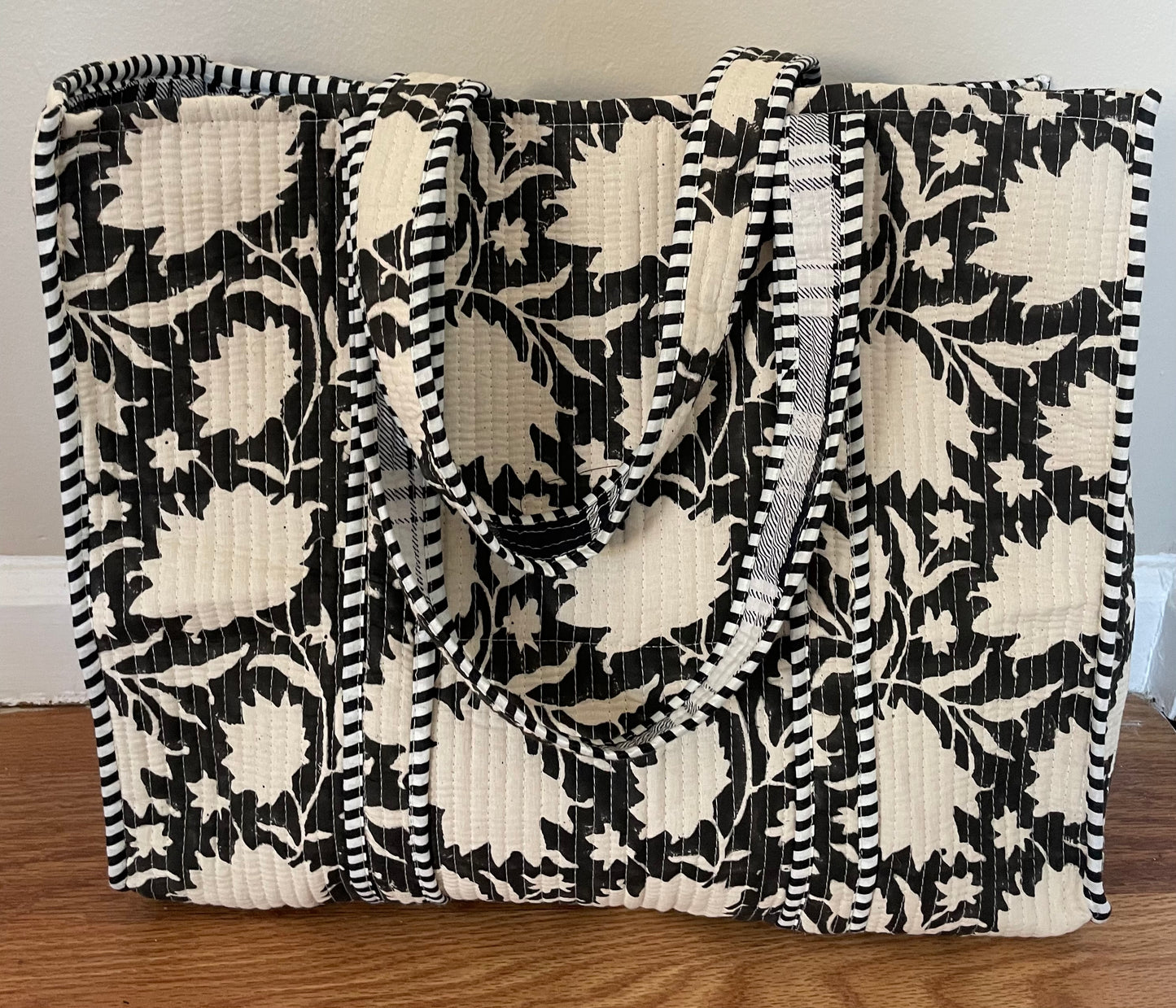 Black Quilted Tote Bag