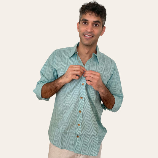 Long Sleeve Printed Button Down - Aguada