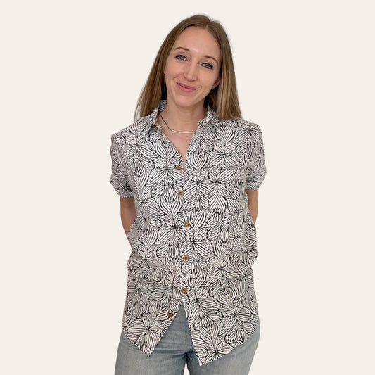 Short Sleeve Printed Button Down - Feroz