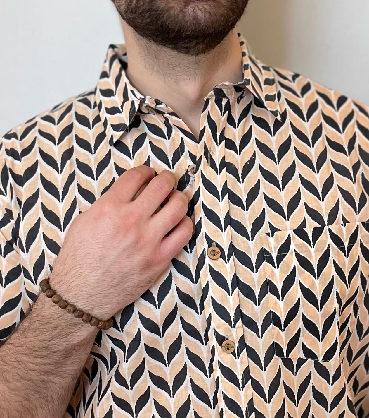 Short Sleeve Printed Button Down - Mandawa