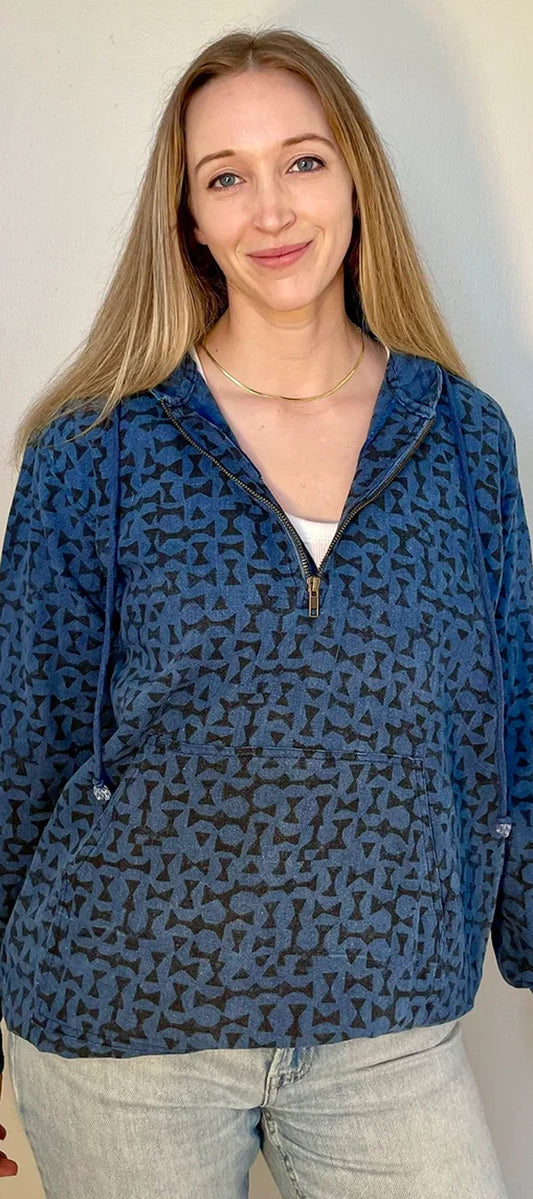 Indigo Printed Hoodie